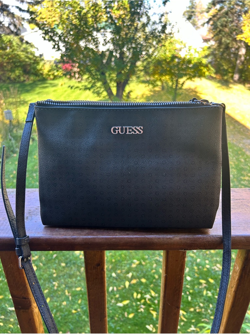 Vintage GUESS Black Crossbody with Silver Logo